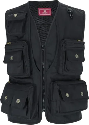 Men Utility Vest Cotton Work Safari Hiking Vest Outdoor Cargo Vest Multi Pockets Fishing Vest
