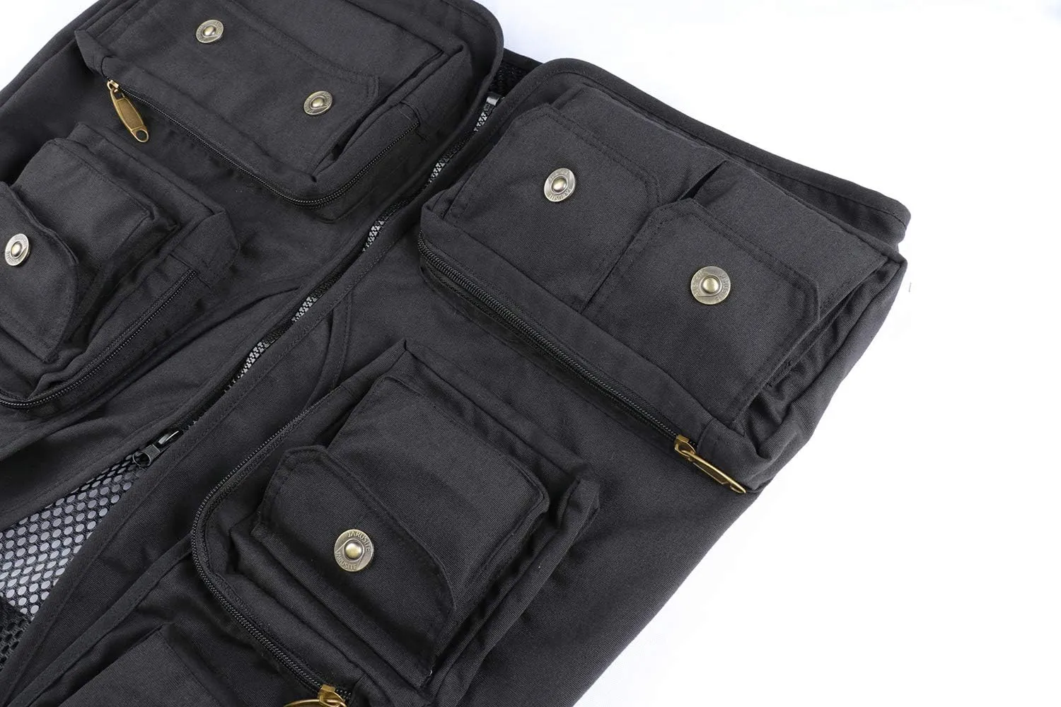 Men Utility Vest Cotton Work Safari Hiking Vest Outdoor Cargo Vest Multi Pockets Fishing Vest