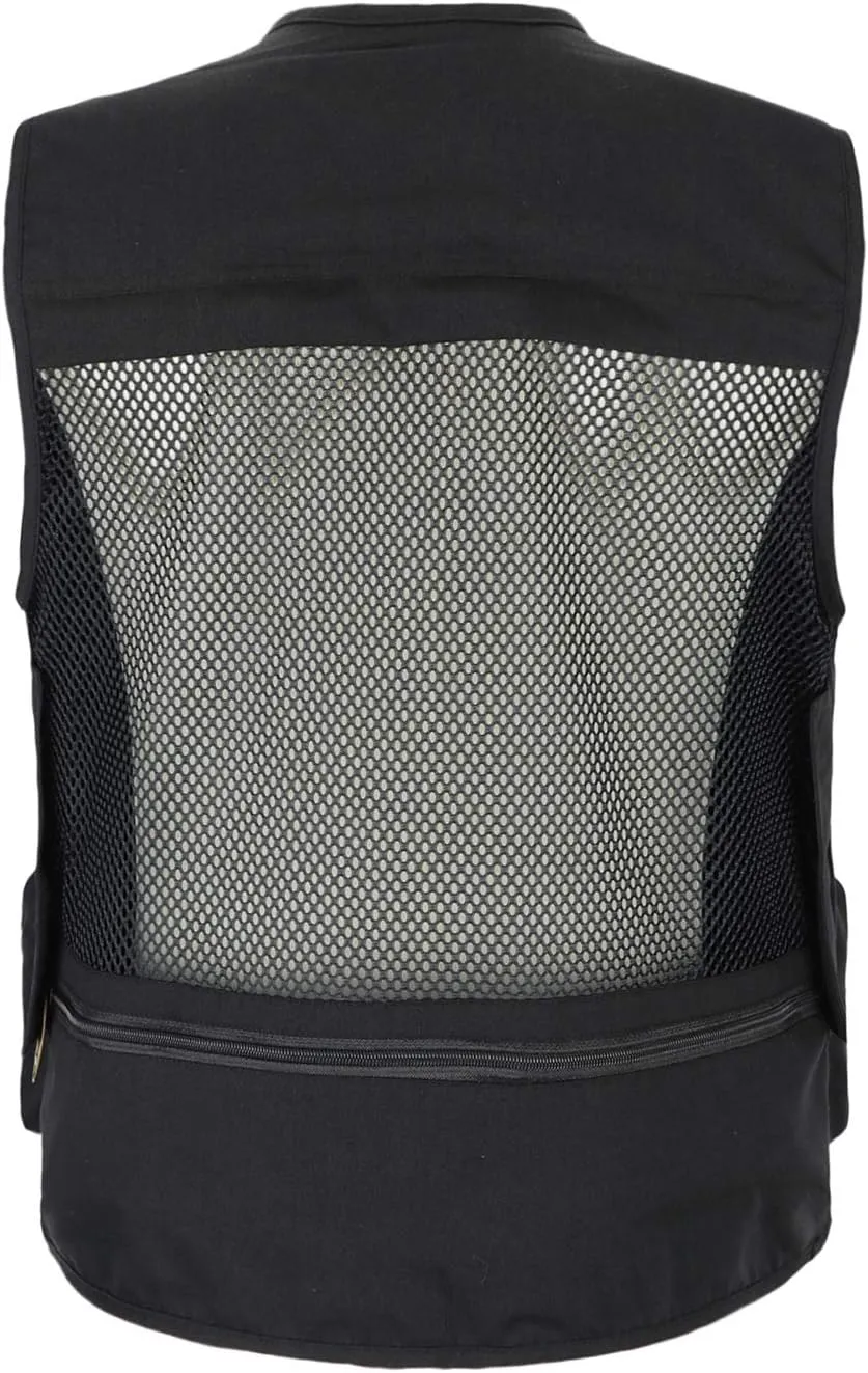 Men Utility Vest Cotton Work Safari Hiking Vest Outdoor Cargo Vest Multi Pockets Fishing Vest