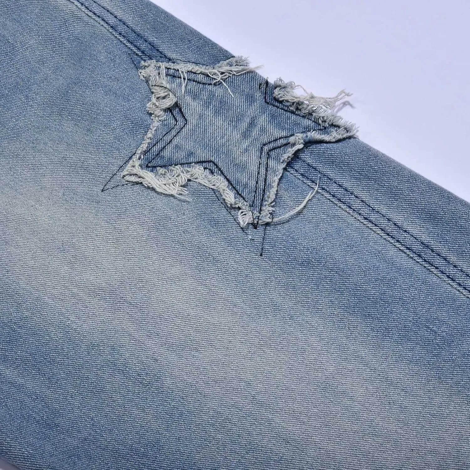 Men Y2k Jeans Hip Hop Baggy Star Embroidery Denim Pant Straight Wide Leg Denim Pants Harajuku Streetwear Graphic Jean Trouser