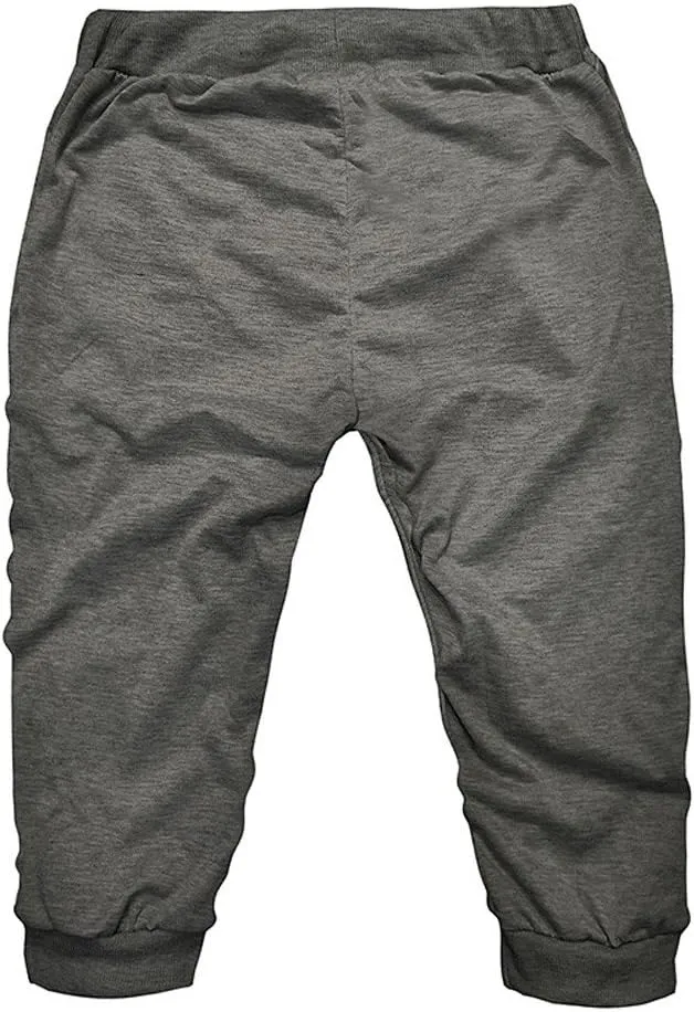 Mens 3/4 Joggers Capri Pants Cotton Below Knee Length Running Shorts Drawstring Slim Fit Workout Capri Joggers