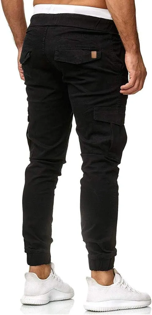 Mens Cargo Joggers Sweatpants Slim Fit Casual Workout Jogging Pants Lightweight Hiking Gym Trousers with Pockets