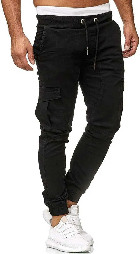 Mens Cargo Joggers Sweatpants Slim Fit Casual Workout Jogging Pants Lightweight Hiking Gym Trousers with Pockets