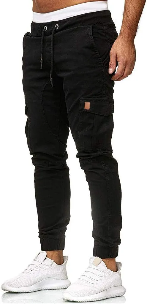 Mens Cargo Joggers Sweatpants Slim Fit Casual Workout Jogging Pants Lightweight Hiking Gym Trousers with Pockets