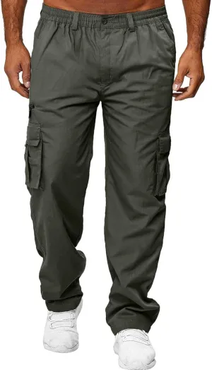 Men's Cargo Sweatpants Casual Fleece Joggers Loose Fit Open Bottom Athletic Pants for Men with Pockets