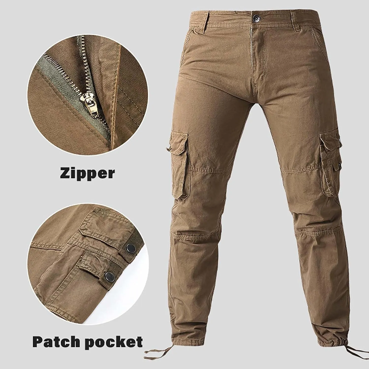 Mens Cargo Work Pants Regular Fit Stretchy Workout Joggers Casual Straight Leg Pants Fashion Business Formal Pant