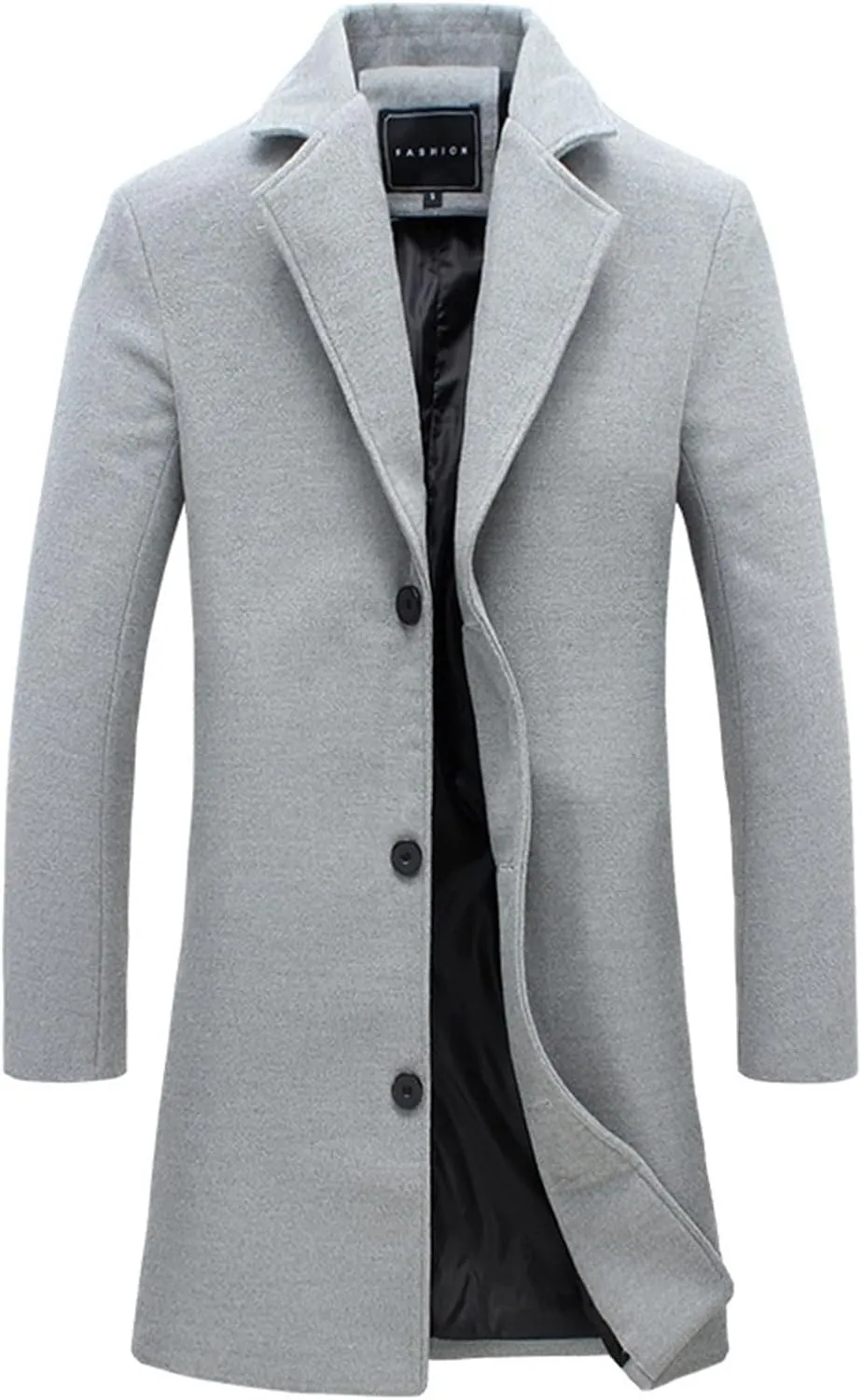 Men's Casual Jackets Winter Fashion Long Sleeve Lapel Trench Coats Single Breasted Warm Business Work Overcoat