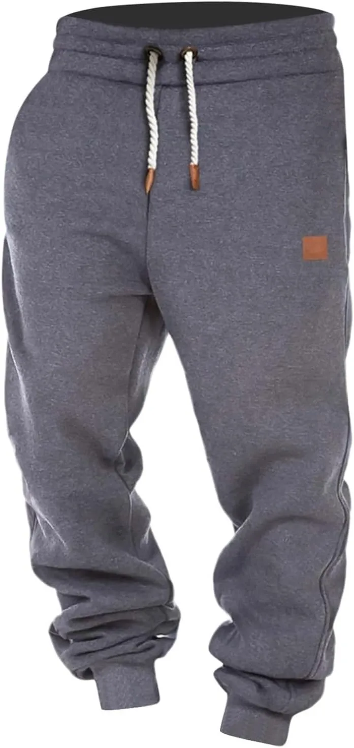 Mens Casual Pants Elastic Waist Drawstring Summer Cotton Jogger Pants, Cotton Linen Sports Beach Trousers with Pockets