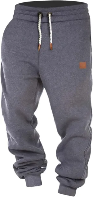 Mens Casual Pants Elastic Waist Drawstring Summer Cotton Jogger Pants, Cotton Linen Sports Beach Trousers with Pockets
