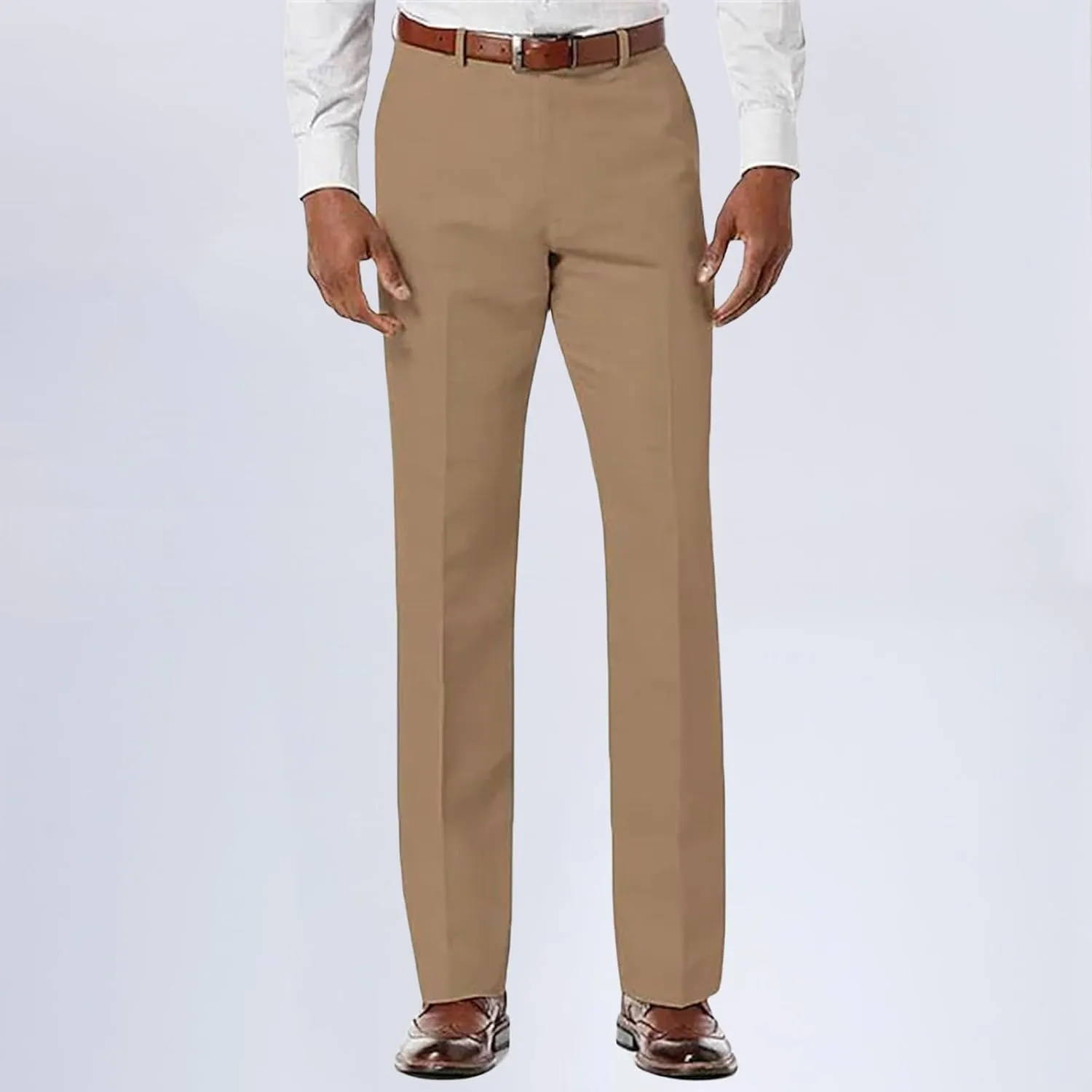 Men's Casual Pants Vintage Slim Fit Dress Pant Waist Stretch Work Trousers Fashion Flat Front Trousers with Pocket