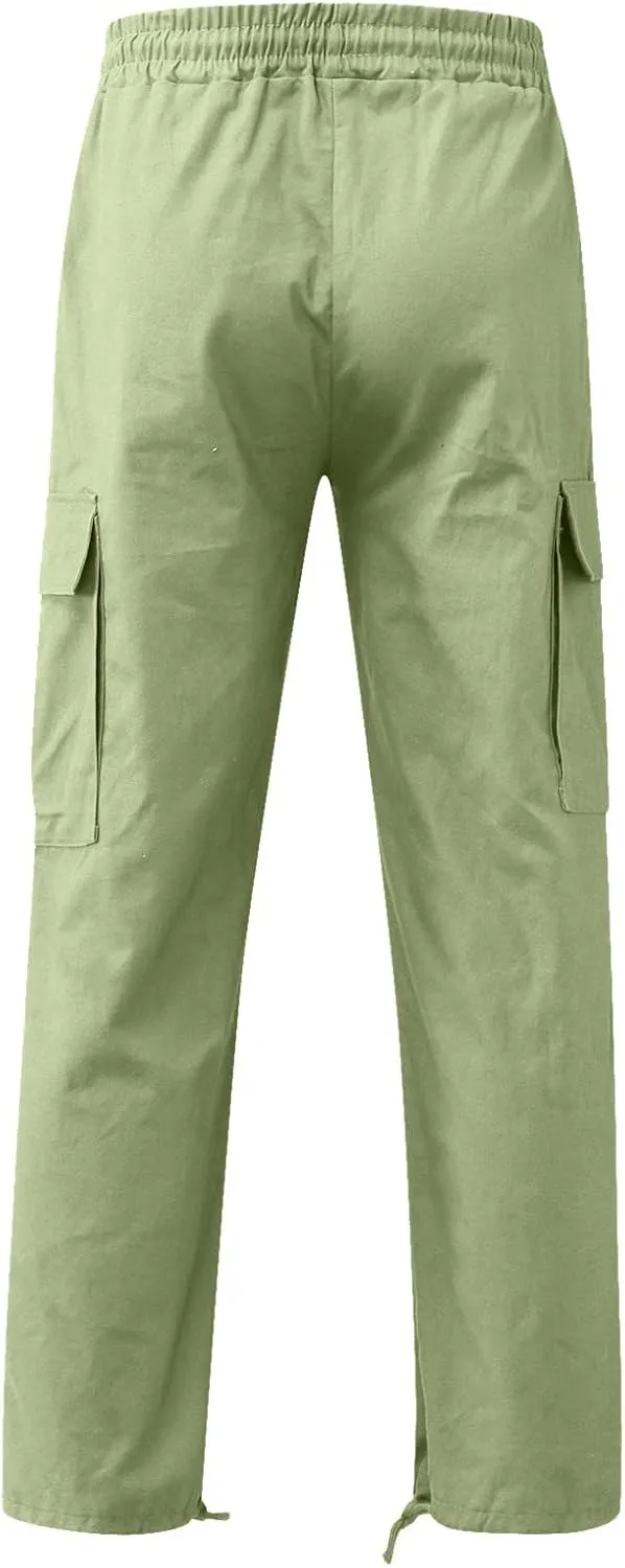 Men's Causal Cargo Pants Athletic Trousers Outdoor Fitness Pants Sweatpants Loose Fit Hiking Joggers with Pockets