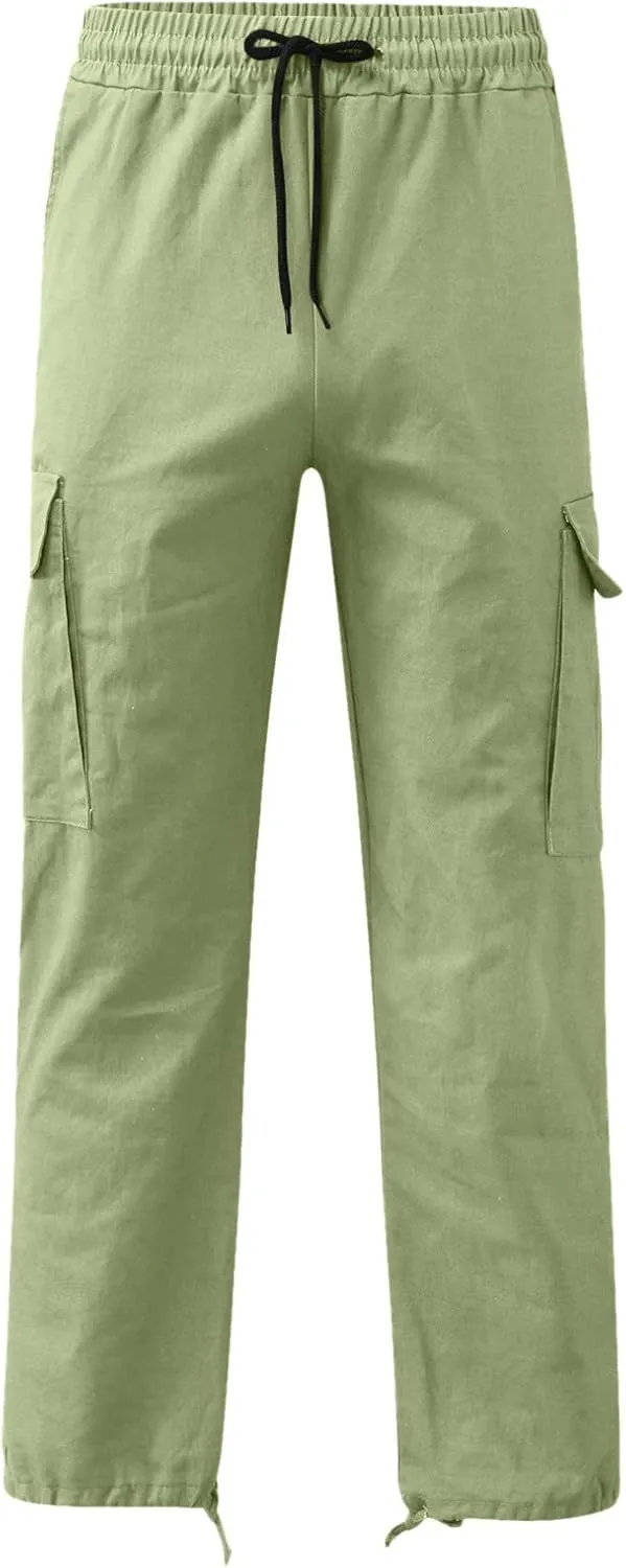 Men's Causal Cargo Pants Athletic Trousers Outdoor Fitness Pants Sweatpants Loose Fit Hiking Joggers with Pockets