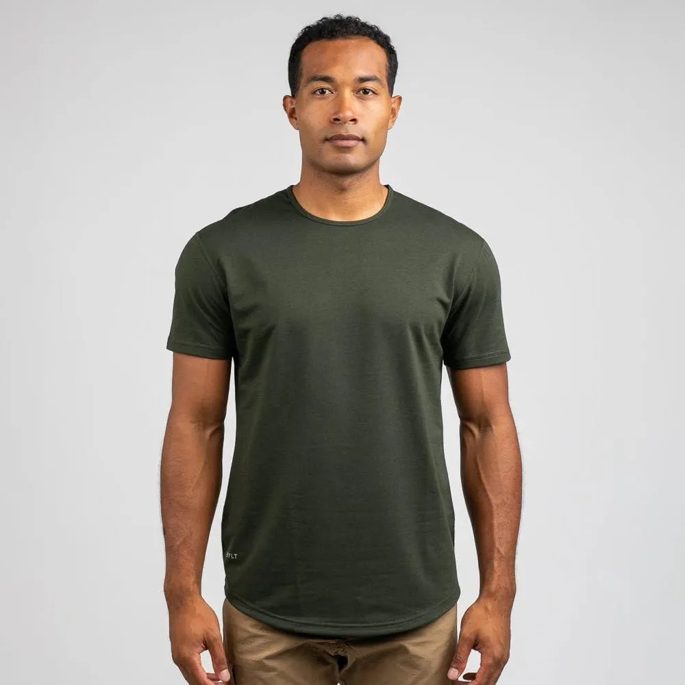 Mens Drop-Cut Men's T Shirt, Plain Tshirts for Men, Drop Cut Basic Crewneck Tee, Wrinkle Resistant, Stretch Fit