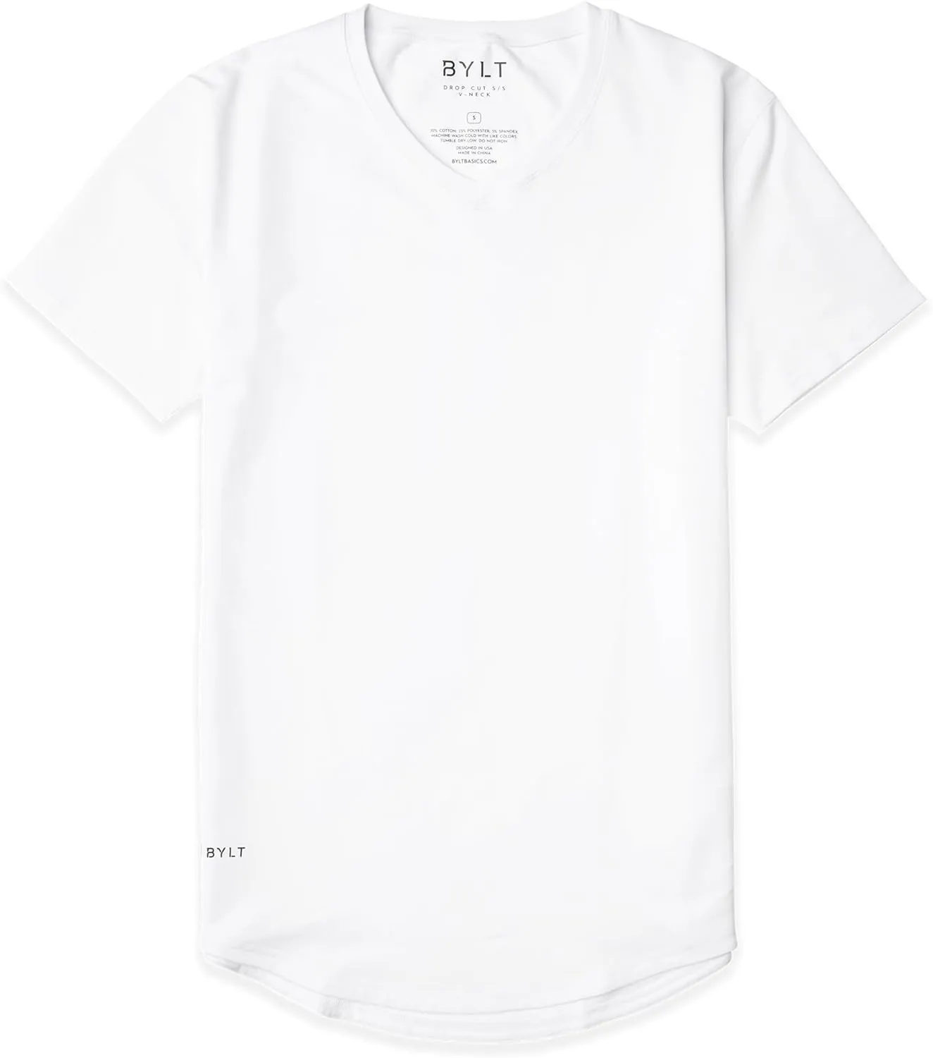 Men's Drop-Cut V-Neck  Plain Tshirts for Men  Soft Polyester, Cotton, Spandex  Moisture Wicking, Wrinkle Resistant