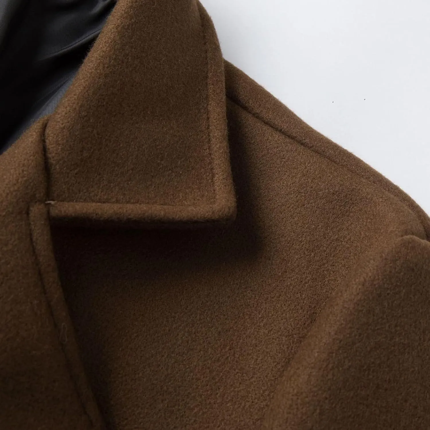 Men's Fall Winter Office Double Breasted Long Dress Wool Coat Overcoat Warm Woolen Casual Lapel Collar Trench Coats