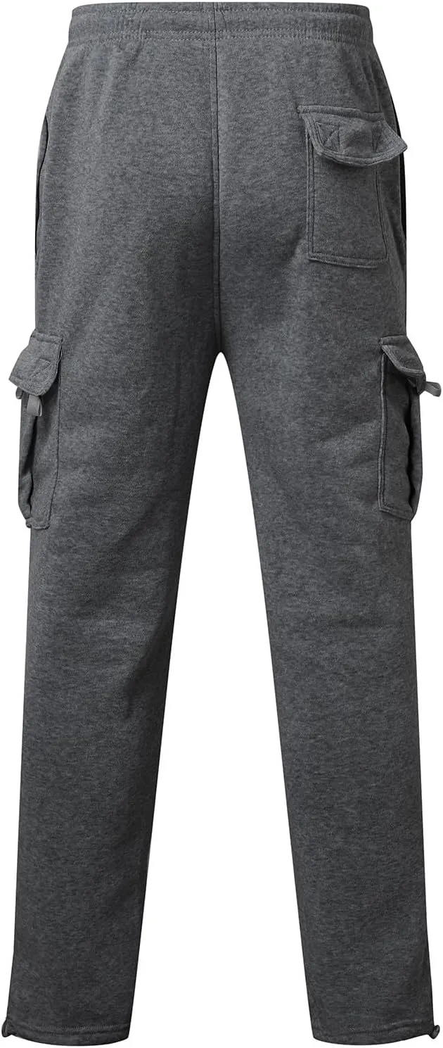 Mens Fleece Baggy Sweatpants Elastic Waist Heavyweight Joggers Pants with Pocket Loose Wide Leg Trousers Sweat Pants