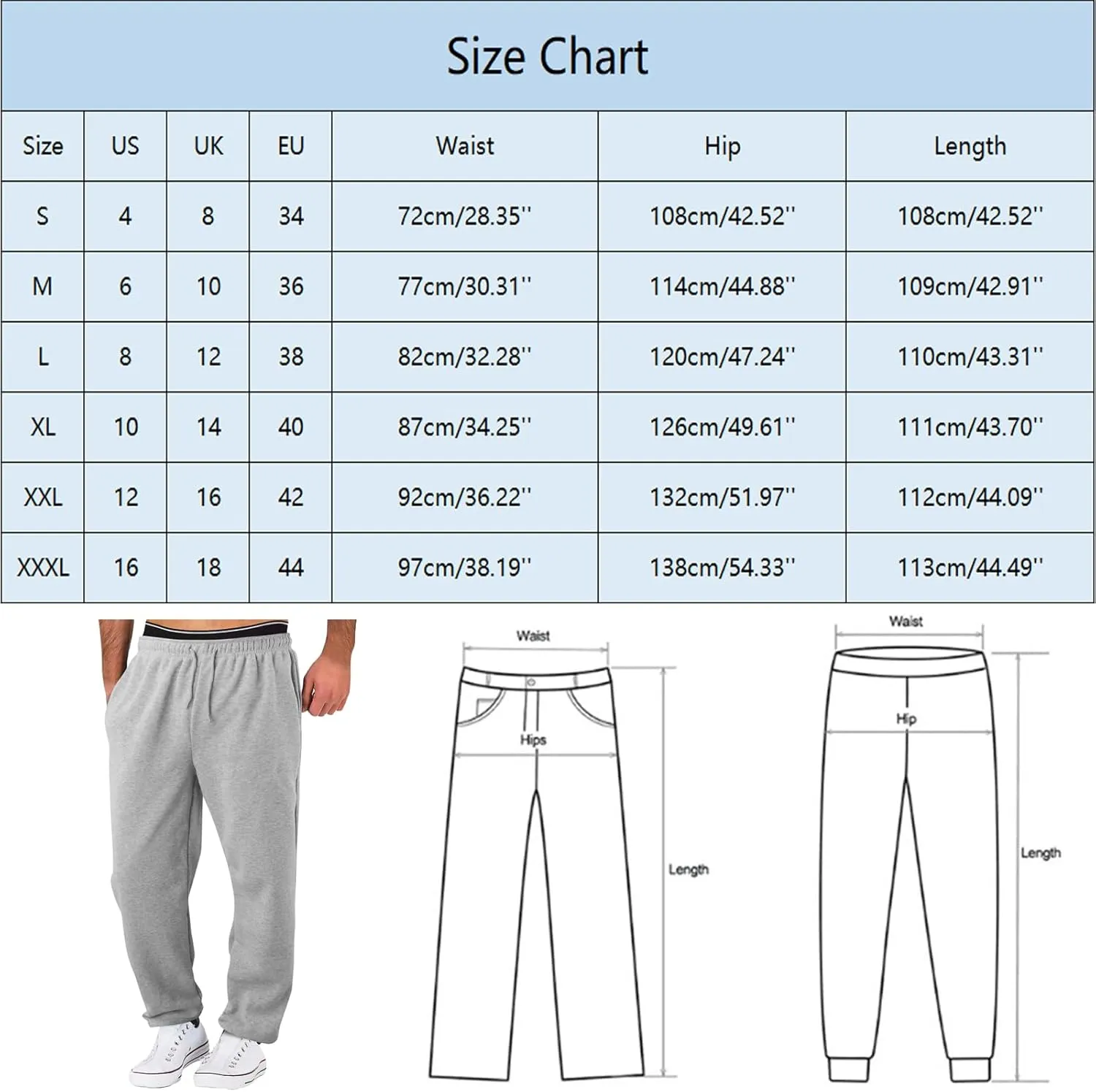 Men's Fleece Cargo Sweatpants Baggy Wide Straight Leg Joggers Classic Fit Flat Front Leisure and Daily Wear