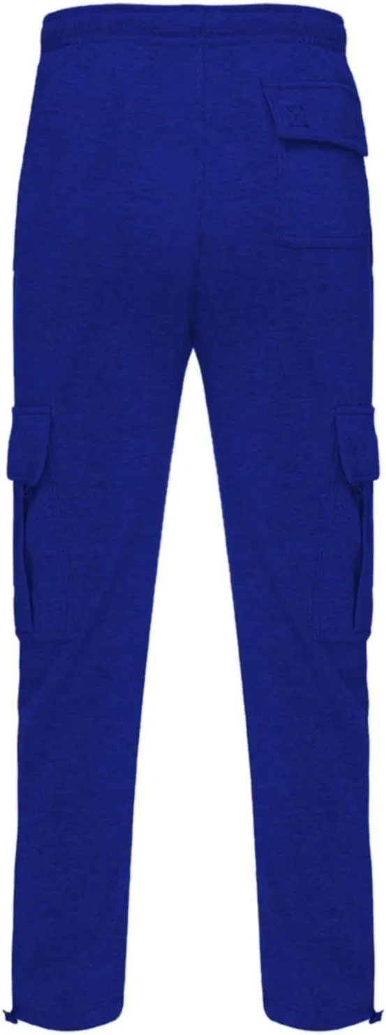 Men's Fleece Cargo Sweatpants Drawstring Loose Fit Sweatpants Active Athletic Workout Jogger Pant for Men with Pockets