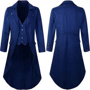 Men's Gothic Vintage Long Jacket Retro Punk Steampunk Wind Cloak Cardigan Long Trench Coats Renaissance Tuxedo Jackets