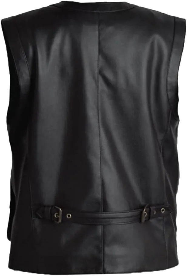 Men's J World's Chris Pratt Owen Grady Brown Vest JW Adventure Chris Pratt Motorcycle Leather Biker Vest