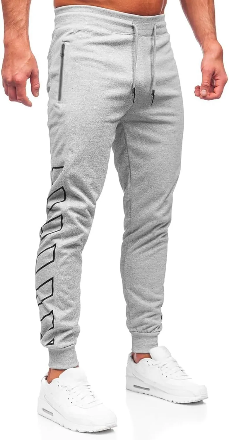 Men's Joggers Drawstring Sweatpants with Zipper Pockets Slim Fit Pants Gym Workout Trousers Work Pants for Men