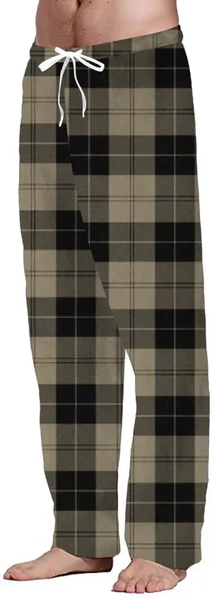 Mens Plaid Casual Pants 3D Printed Drawstring Elastic Waist Pajama Lounge Pants Big and Tall Checkered Trousers