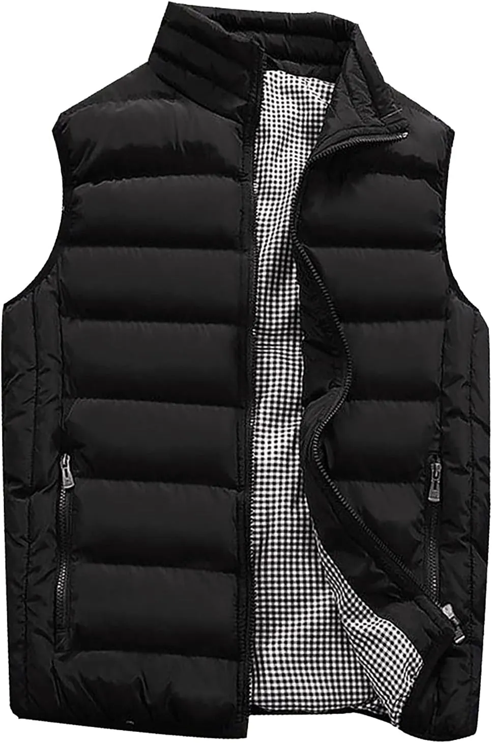 Men's Puffer Vest Casual Vest Winter Jacket With Pocket Solid Color Outdoor Vest Top Riding Skiing Fishing Puffy Vests, S-6XL