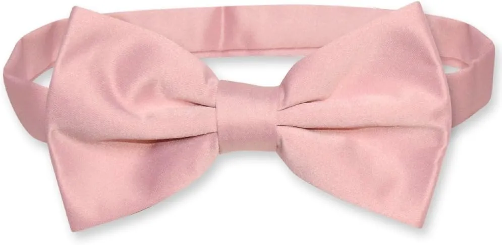 Mens SLIM FIT Dress Vest BowTie Solid Dusty Pink Color Bow Tie Handkerchief Set