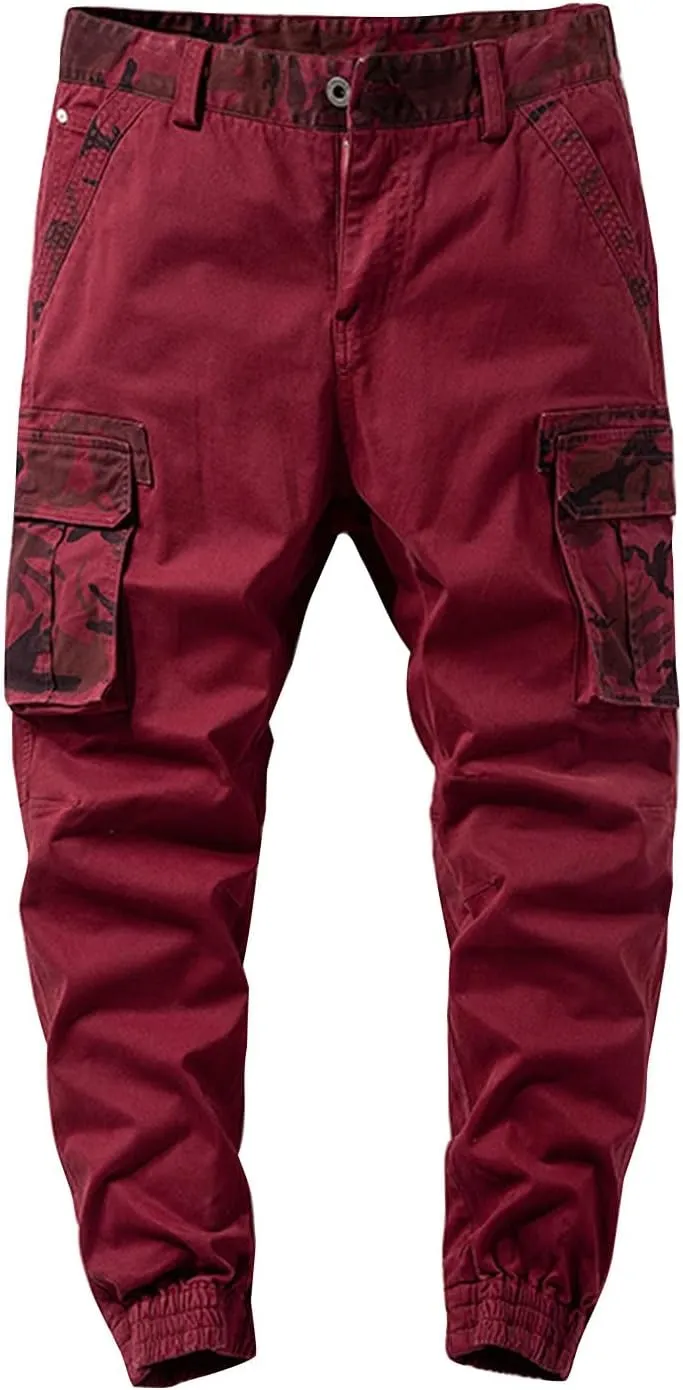 Men's Slim-Fit Stretch Cargo Pant Waterproof Hiking Pants, Slim Fit Cargo Joggers, Stretch Outdoor Pants with Pockets