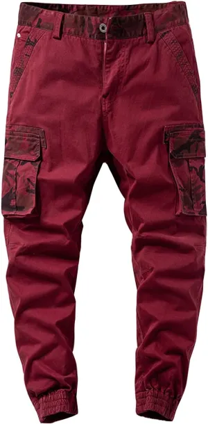 Men's Slim-Fit Stretch Cargo Pant Waterproof Hiking Pants, Slim Fit Cargo Joggers, Stretch Outdoor Pants with Pockets