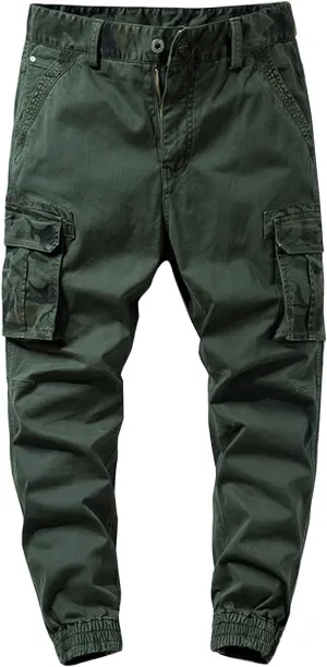 Men's Slim-Fit Stretch Cargo Pant Waterproof Hiking Pants, Slim Fit Cargo Joggers, Stretch Outdoor Pants with Pockets
