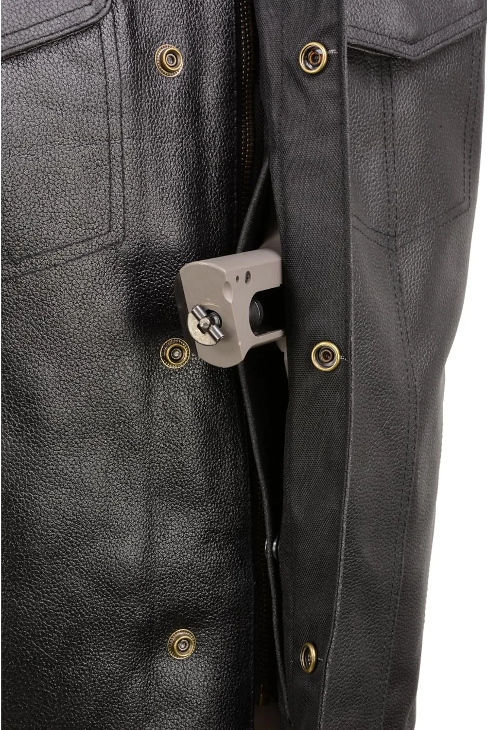 Men's Standard ELM3910 Black Motorcycle Club Styled Leather Vest