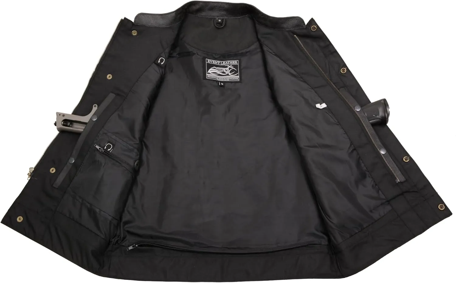 Men's Standard ELM3910 Black Motorcycle Club Styled Leather Vest
