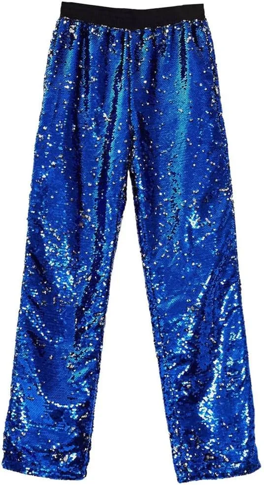 Men's Sweatpants Joggers Turned Up Sequin Trousers Wide Running Track Pants