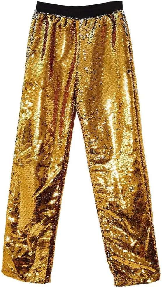 Men's Sweatpants Joggers Turned Up Sequin Trousers Wide Running Track Pants