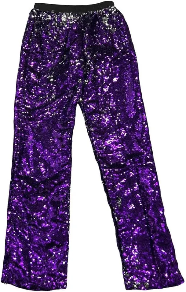 Men's Sweatpants Joggers Turned Up Sequin Trousers Wide Running Track Pants
