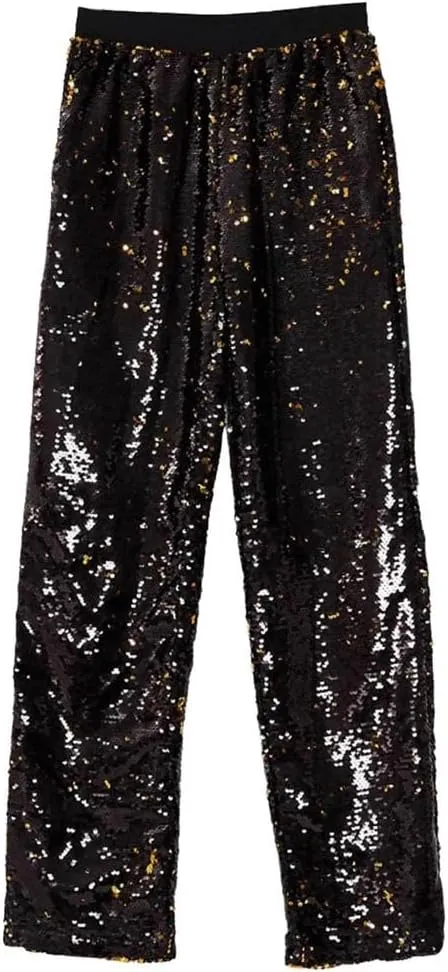 Men's Sweatpants Joggers Turned Up Sequin Trousers Wide Running Track Pants