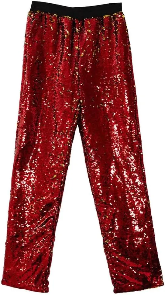 Men's Sweatpants Joggers Turned Up Sequin Trousers Wide Running Track Pants
