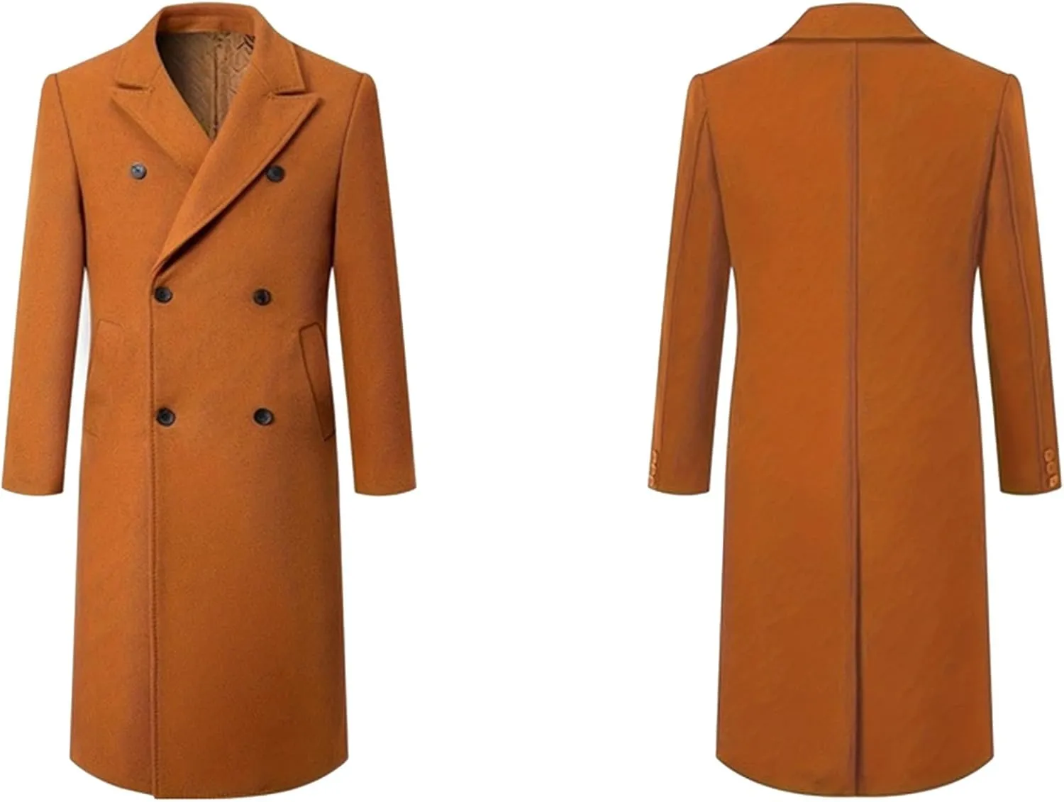 Men's Trench Coat Warm Winter Coat for Men Classic Pea Coat wih Pockets Casual Long Jacket Overcoat Walking Coat