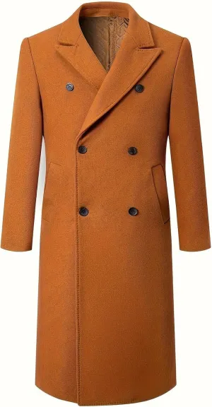 Men's Trench Coat Warm Winter Coat for Men Classic Pea Coat wih Pockets Casual Long Jacket Overcoat Walking Coat