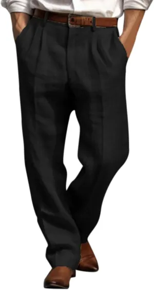 Mens Tuxedo Pants Casual Cotton Linen Pants for Men Summer Elastic Waist Drawstring Yoga Beach Pants Loose Fit Running Trousers Chino Pant Men