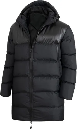 Men's Warm Thick Bread Cloth Winter Hooded Solid Color Mid-Length Full-Zipper Padded Plus Size Cotton Coat P Coat