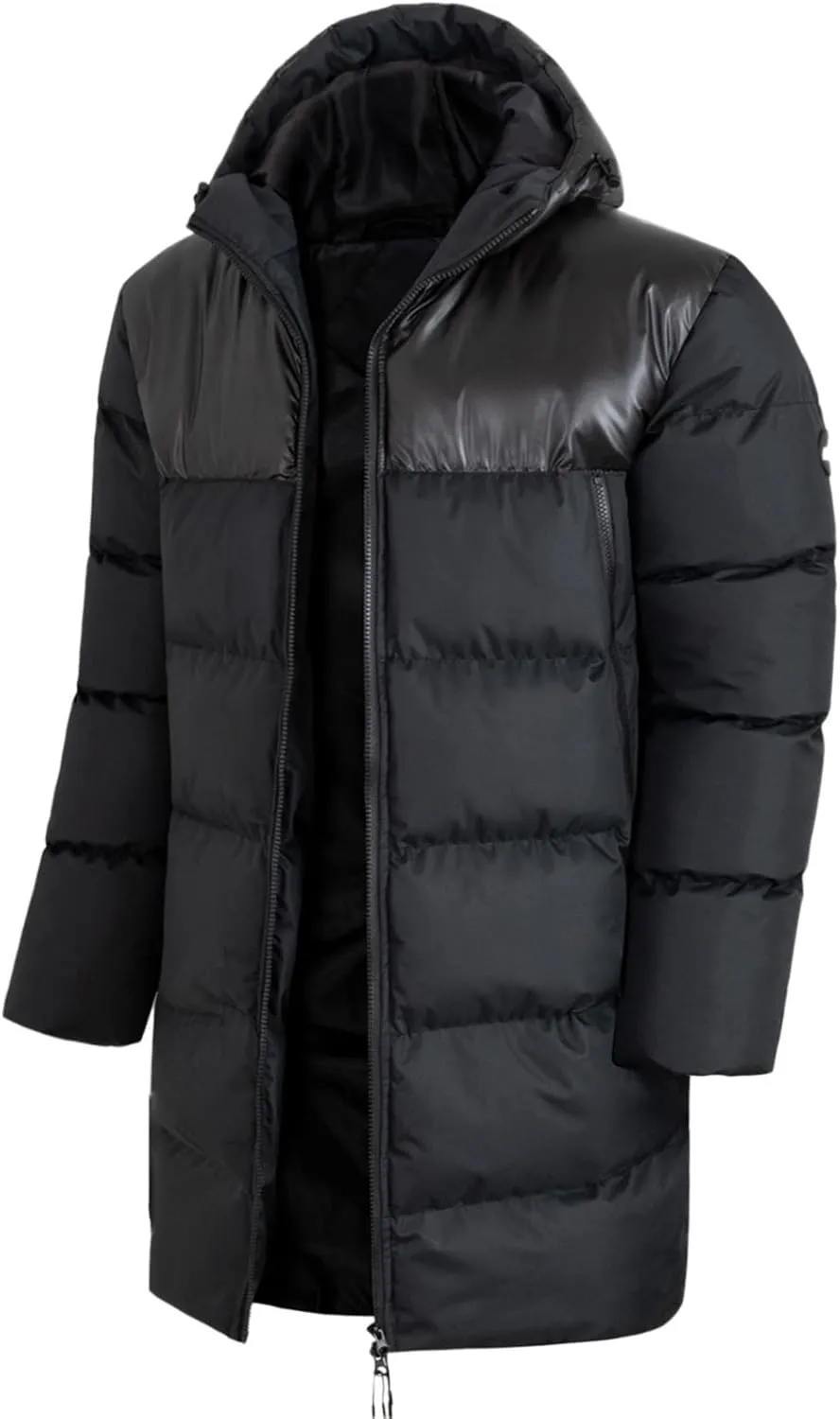 Men's Warm Thick Bread Cloth Winter Hooded Solid Color Mid-Length Full-Zipper Padded Plus Size Cotton Coat P Coat