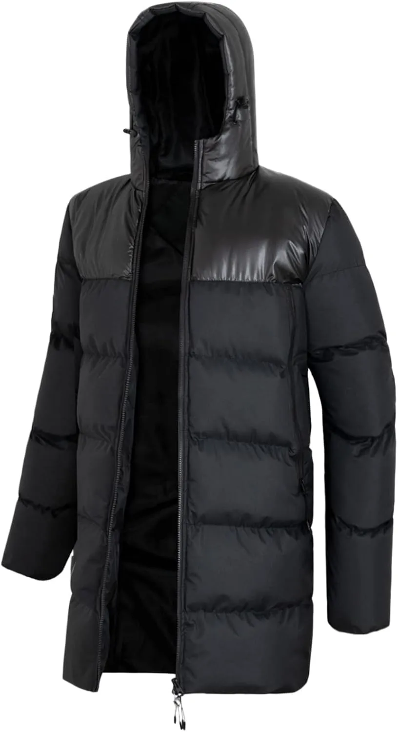 Men's Warm Thick Bread Cloth Winter Hooded Solid Color Mid-Length Full-Zipper Padded Plus Size Cotton Coat P Coat