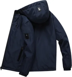 Mens Windproof Waterproof Lightweight Down Jackets, Mountain Sport Jacket for Men Hooded Windbreaker Raincoat