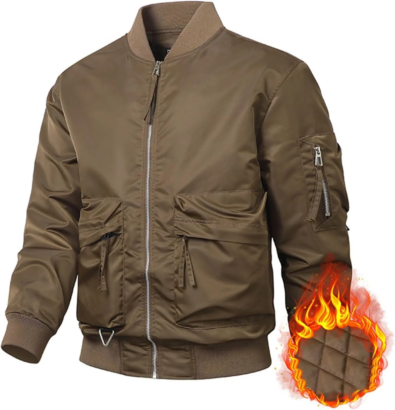 Mens Winter Coats Padded Bomber Jackets Warm Down Parkas Trendy Zip Up Jacket Thermal Cotton Overcoats with Pockets