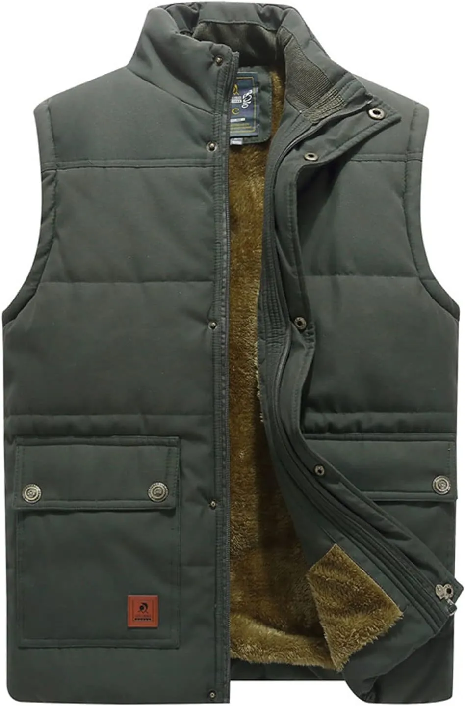 Men's Winter Warm Outdoor Padded Puffer Vest Thick Fleece Lined Sleeveless Jacket
