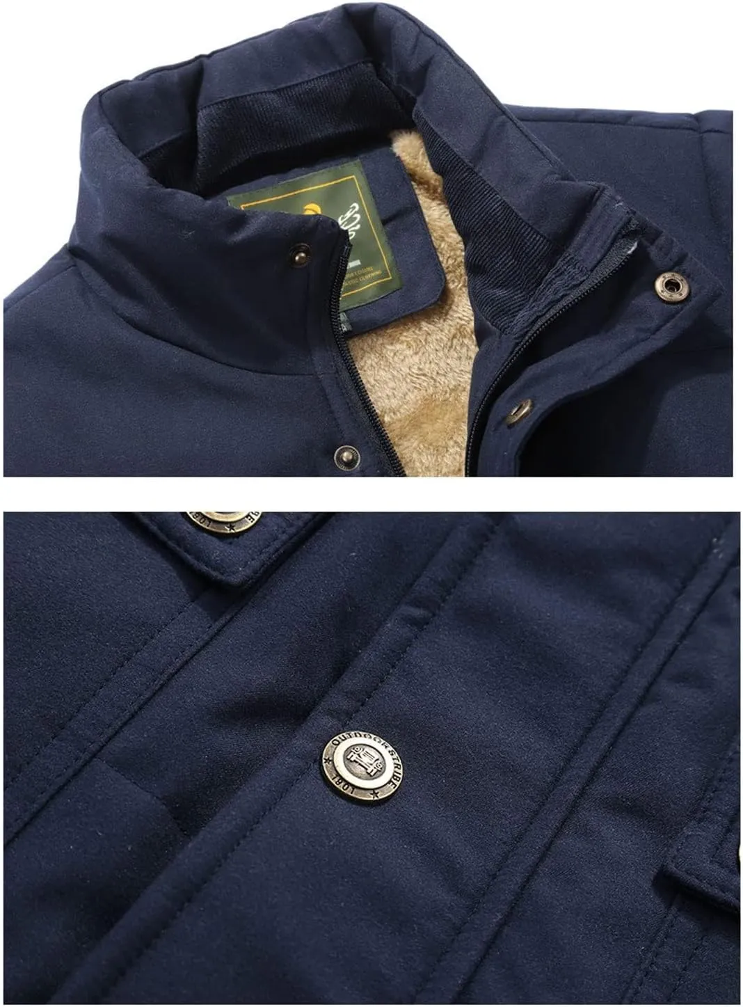 Men's Winter Warm Outdoor Padded Puffer Vest Thick Fleece Lined Sleeveless Jacket