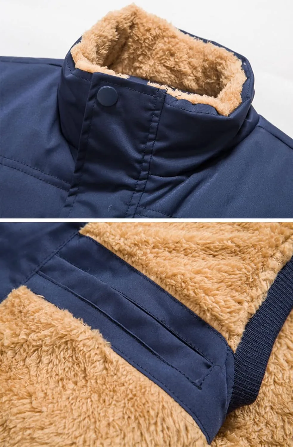 Men's Winter Warm Outdoor Padded Puffer Vest Thick Fleece Lined Sleeveless Jacket