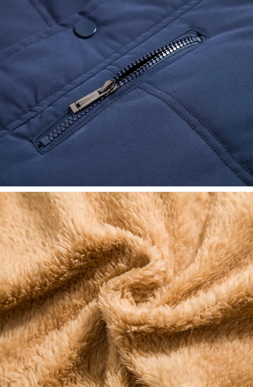 Men's Winter Warm Outdoor Padded Puffer Vest Thick Fleece Lined Sleeveless Jacket
